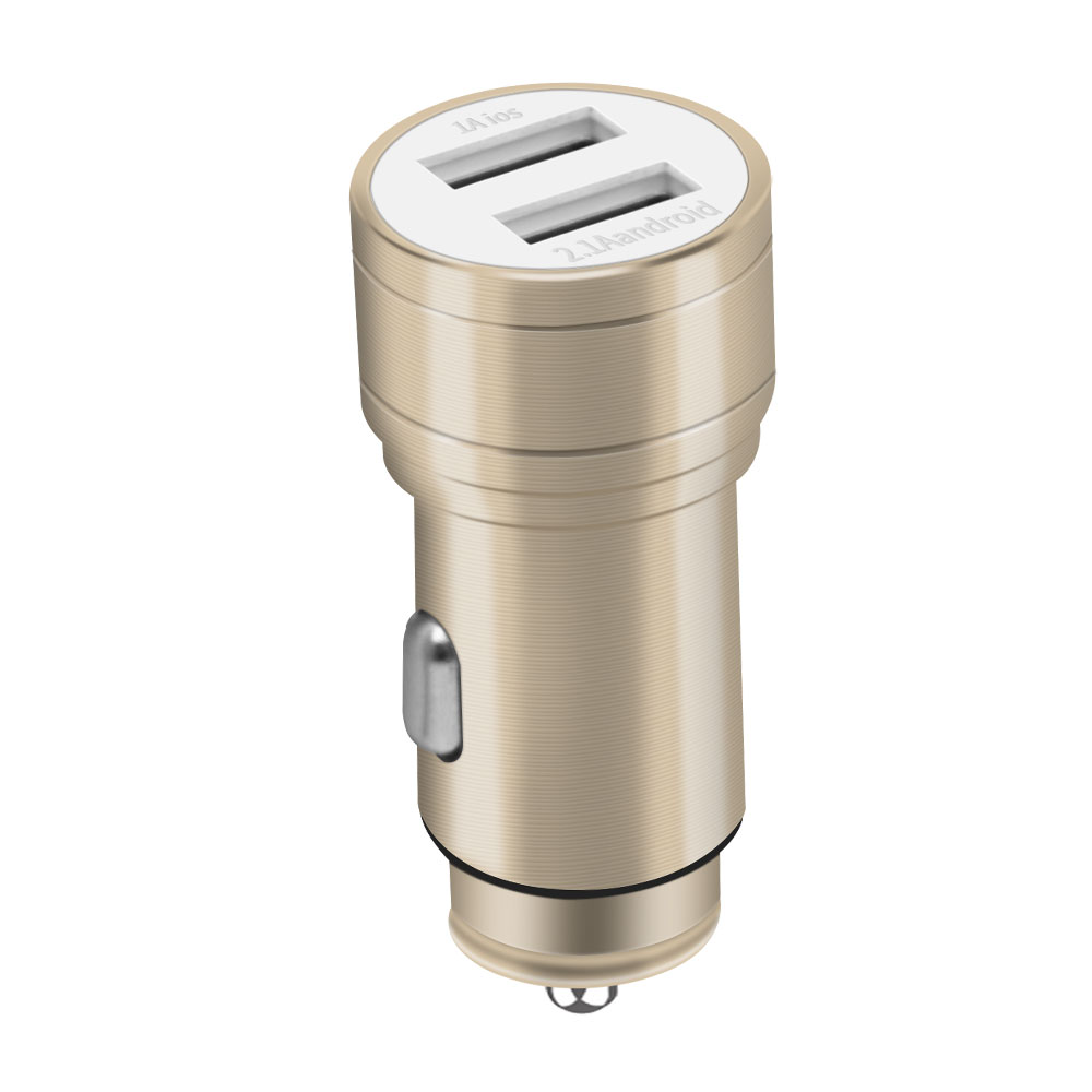 Dual Port 3.1A USB Car Charger Adapter Compatible with Power Station (Gold)